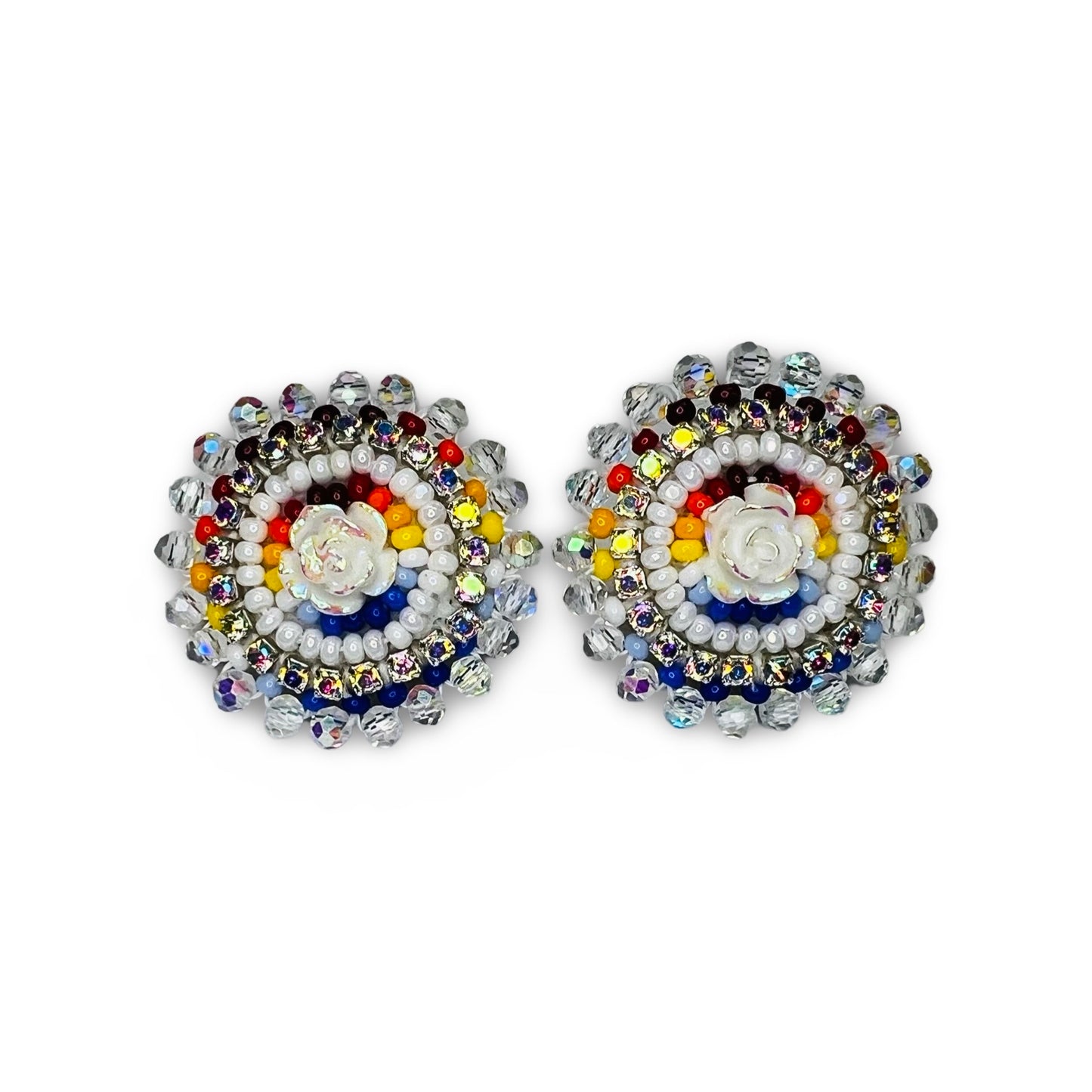 BBB Small Rose Beaded Earrings