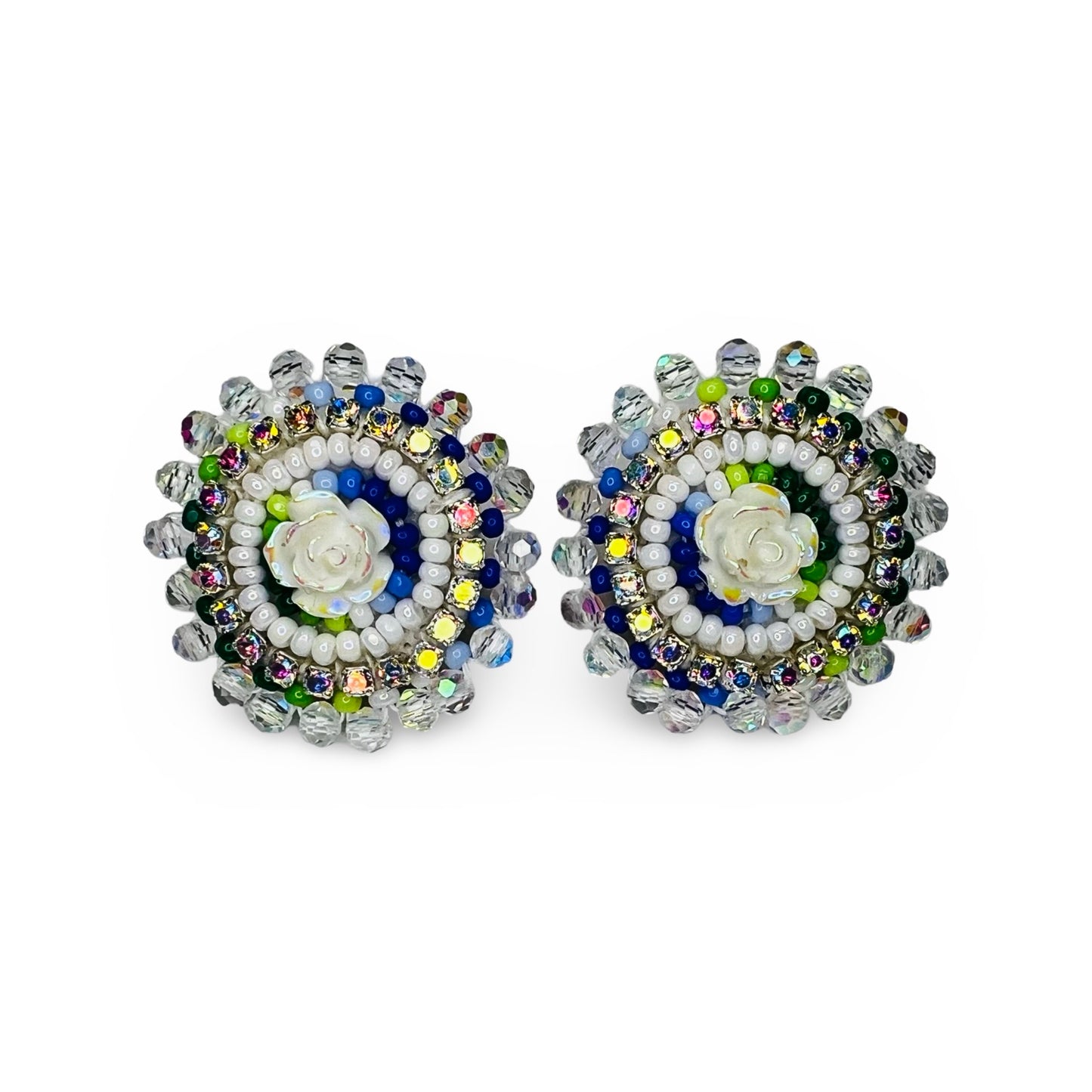 BBB Small Rose Beaded Earrings