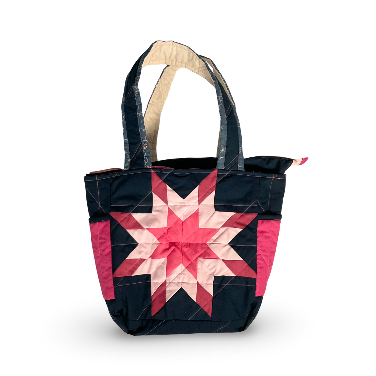 CR Navy/Pink Baby Star Quilt & Bag