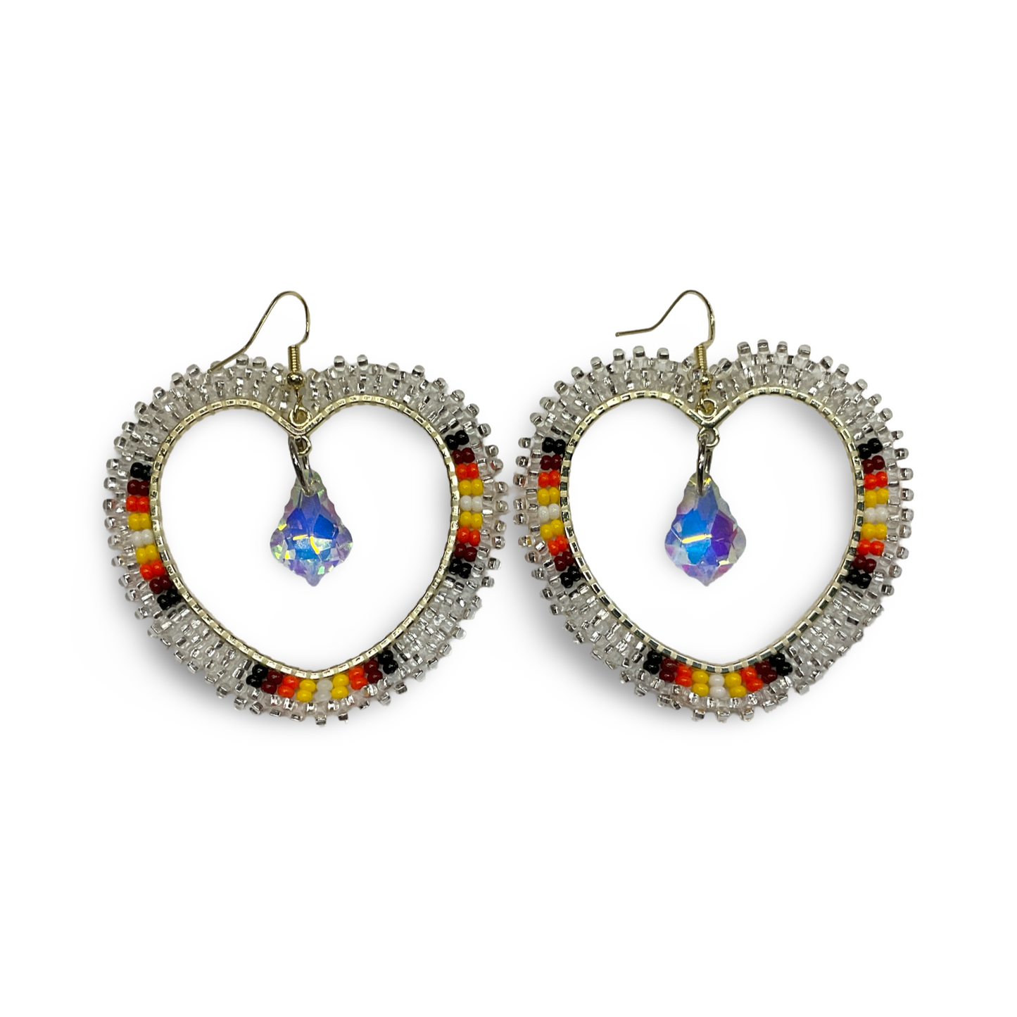 SBE Beaded Heart Hoop Earrings
