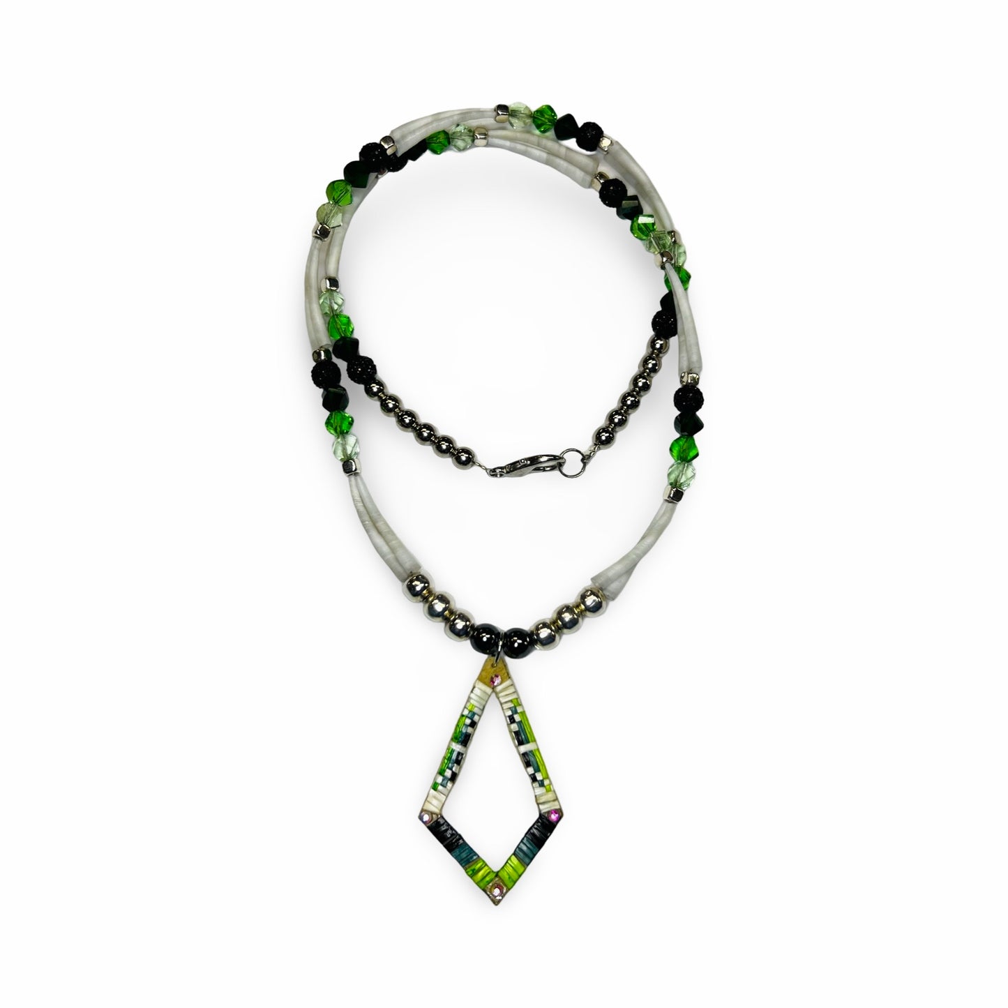 MG Dentalium & Bead Necklace w/ Quill Pendant