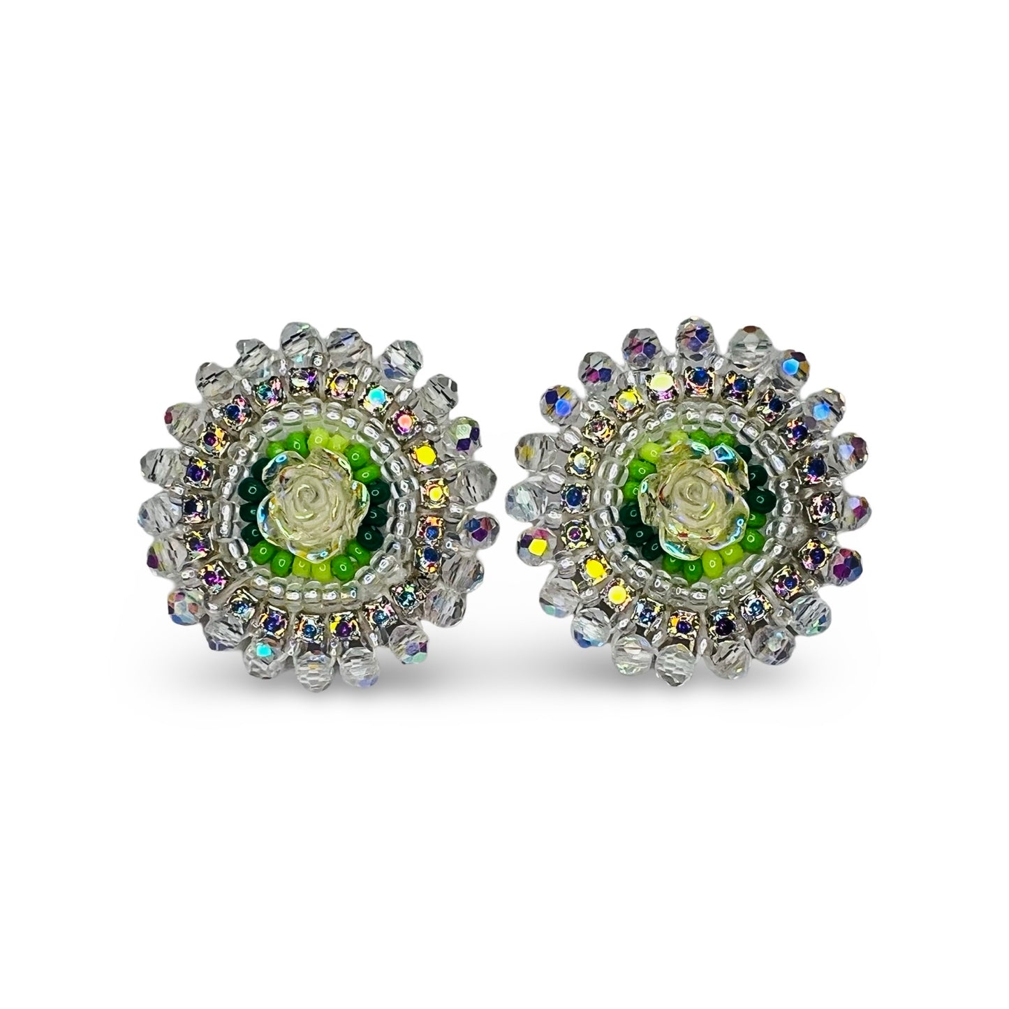BBB Small Rose Beaded Earrings