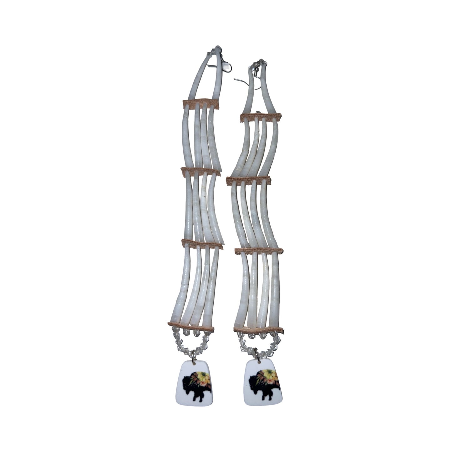 SBE 3-Tier Dentalium Earrings w/ Charm