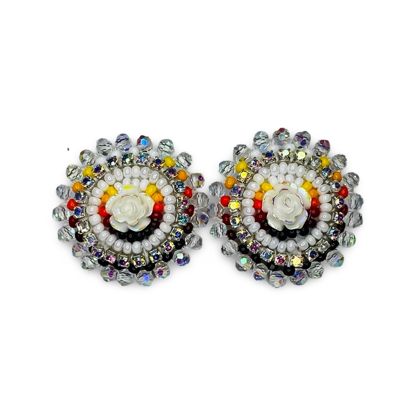 BBB Small Rose Beaded Earrings