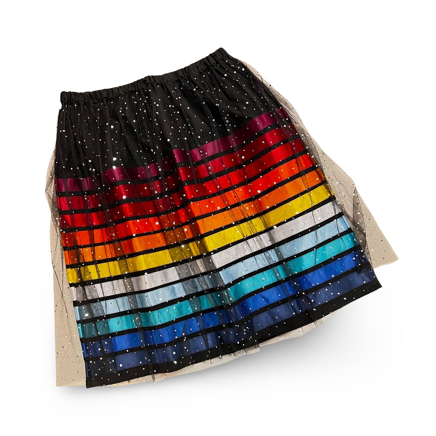 WL 2XL Black Star Overlay Ribbon Skirt