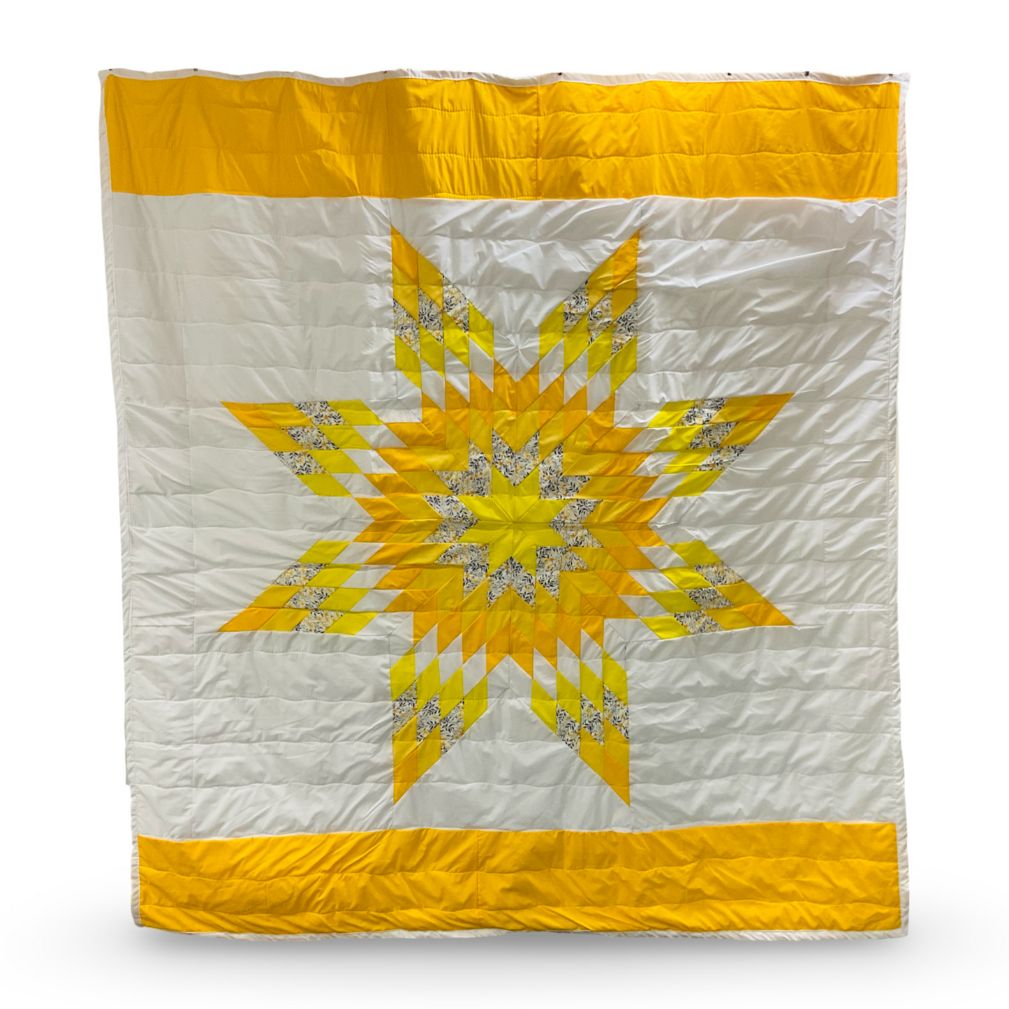 JBE Yellow Queen Cotton Star Quilt
