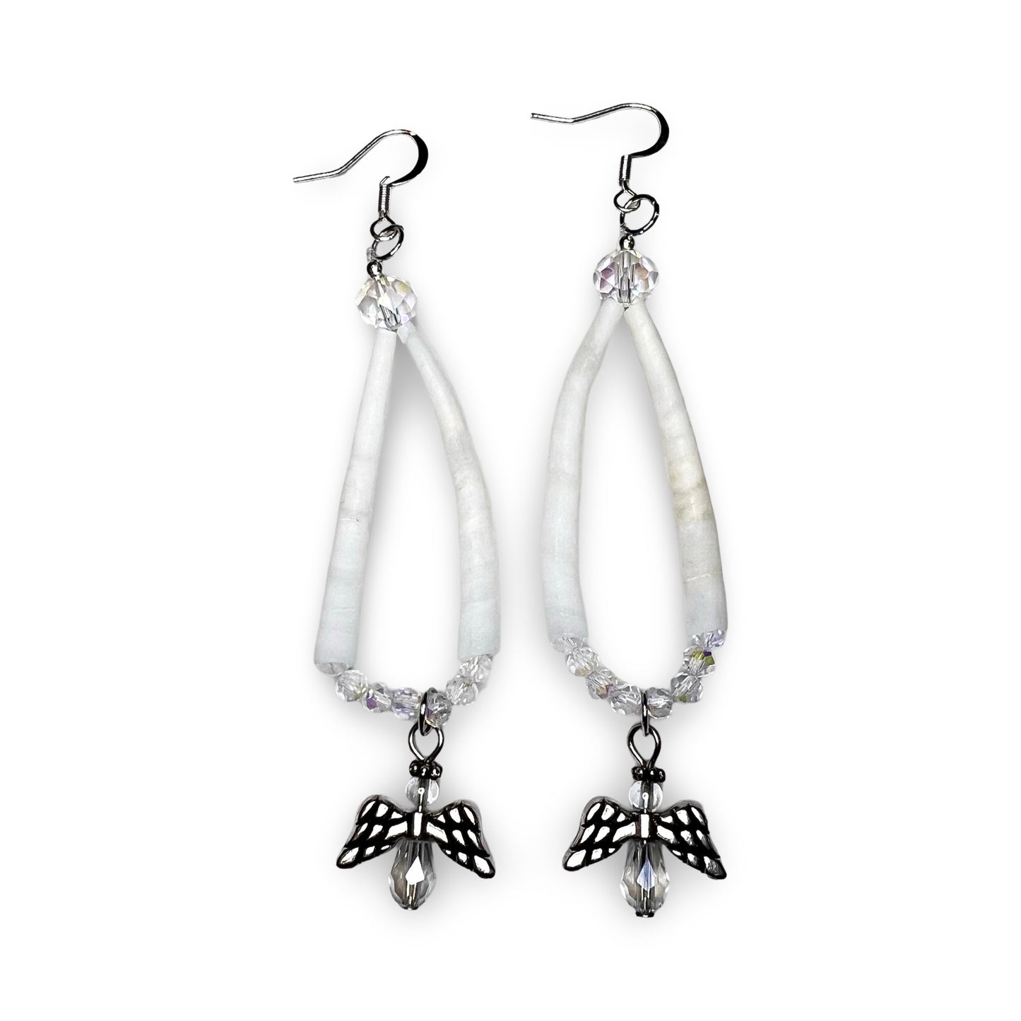 MH Angel Charm Dentalium Earrings