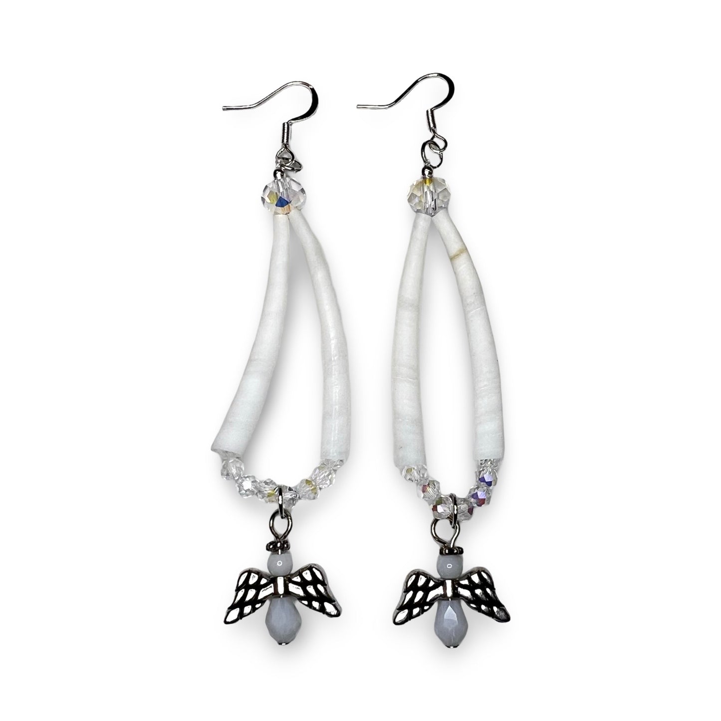 MH Angel Charm Dentalium Earrings