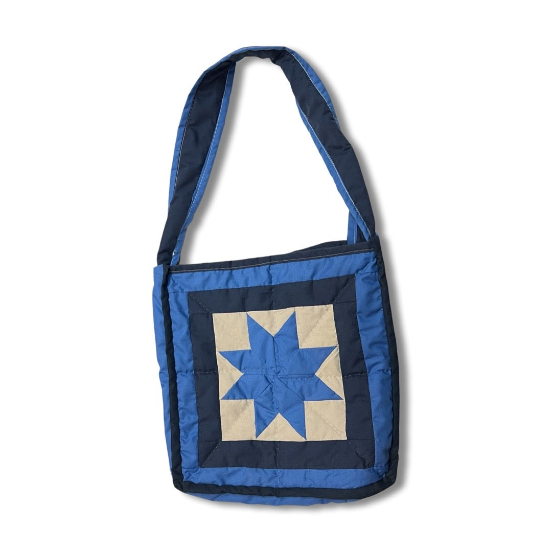 AW Blues and Gray Baby Star Quilt and Diaper Bag Set