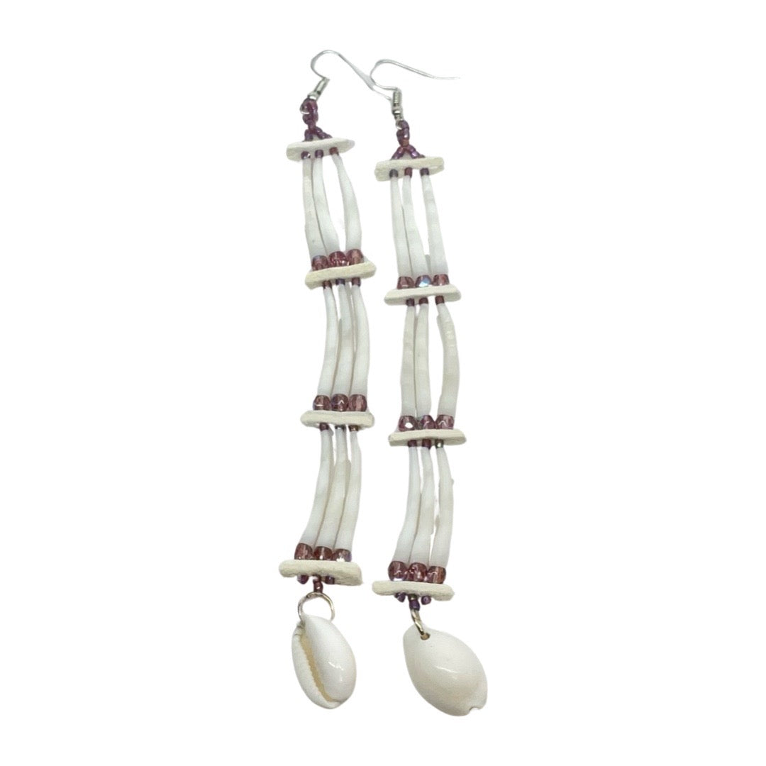 IREH 3 Row Dentalium Earring
