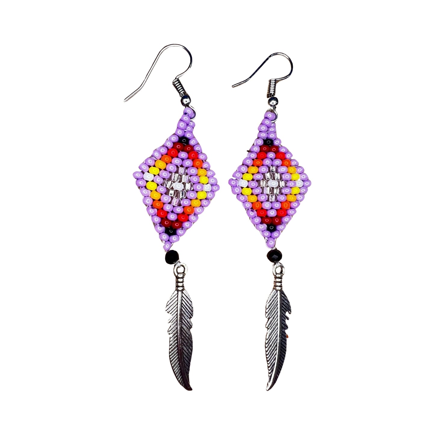 RBE Beaded Feather Earrings