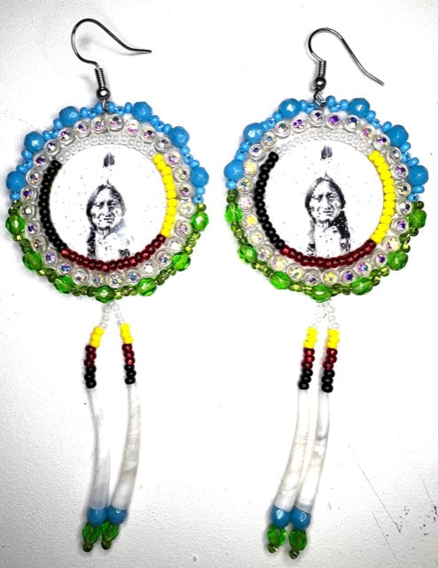 IREH Beaded Cab and Dentalium Earrings