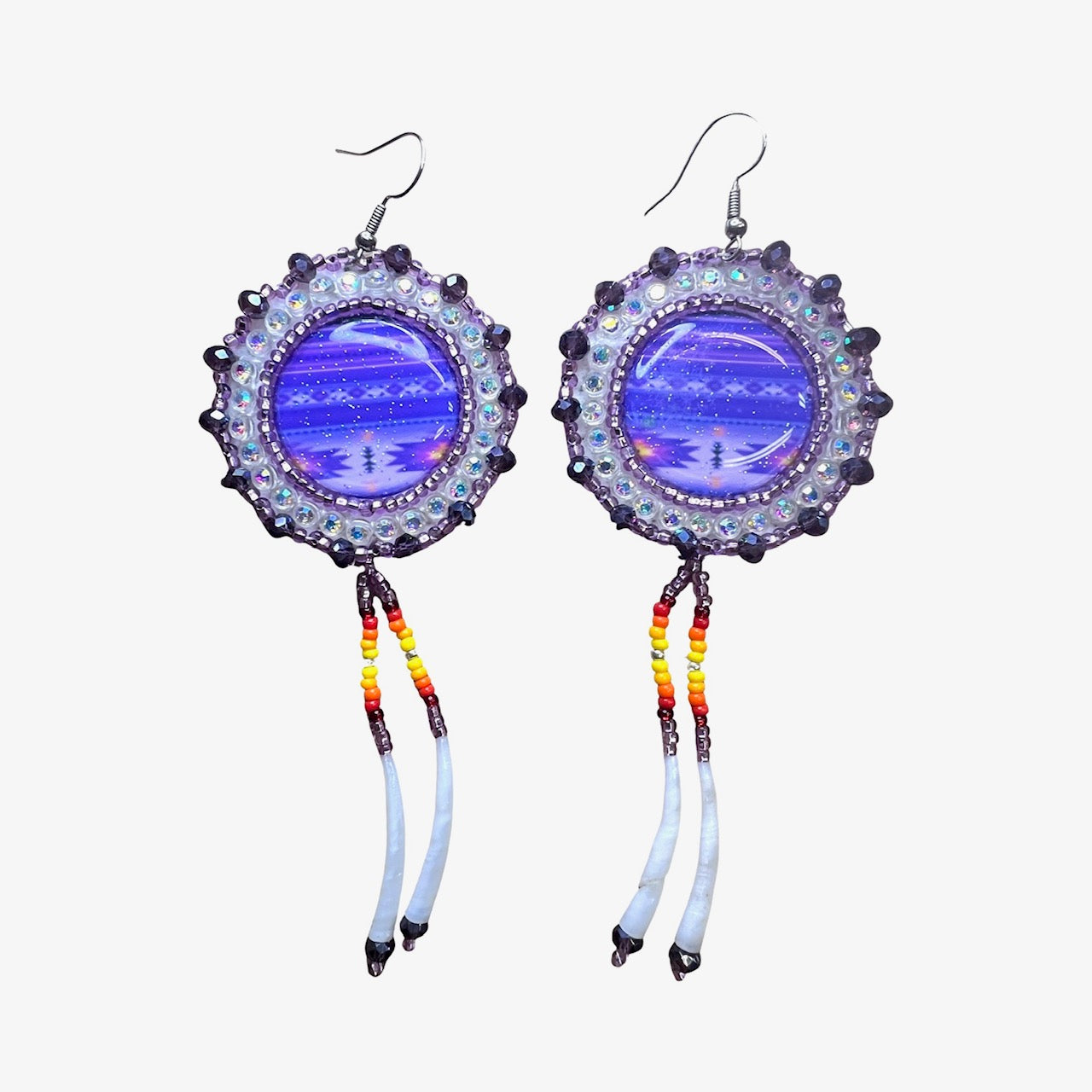 IREH Beaded Cab and Dentalium Earrings