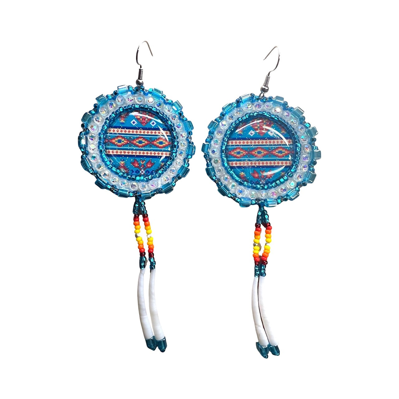 IREH Beaded Cab and Dentalium Earrings