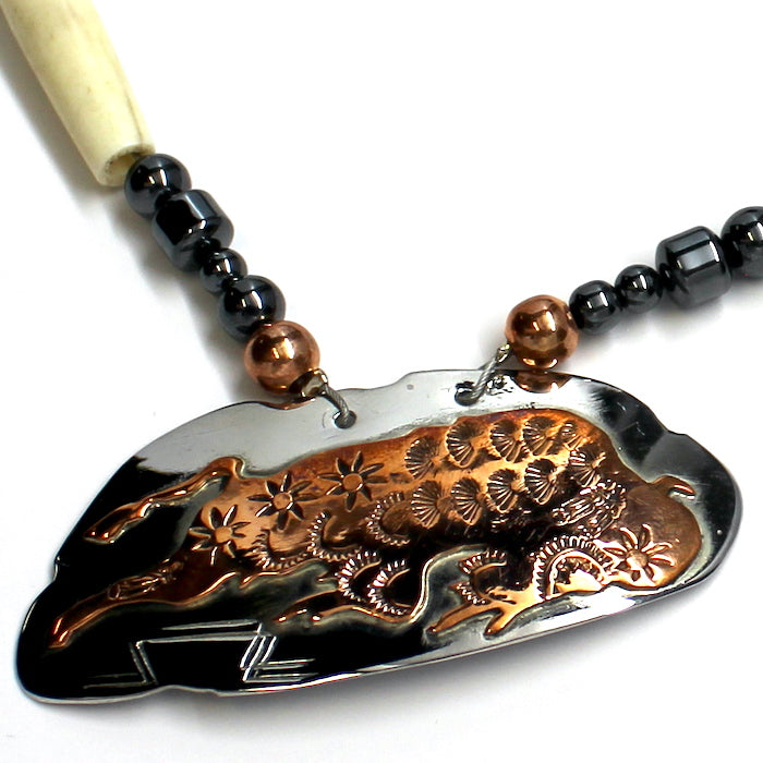 JR Sterling Silver, Copper and Pipe Bone Necklace