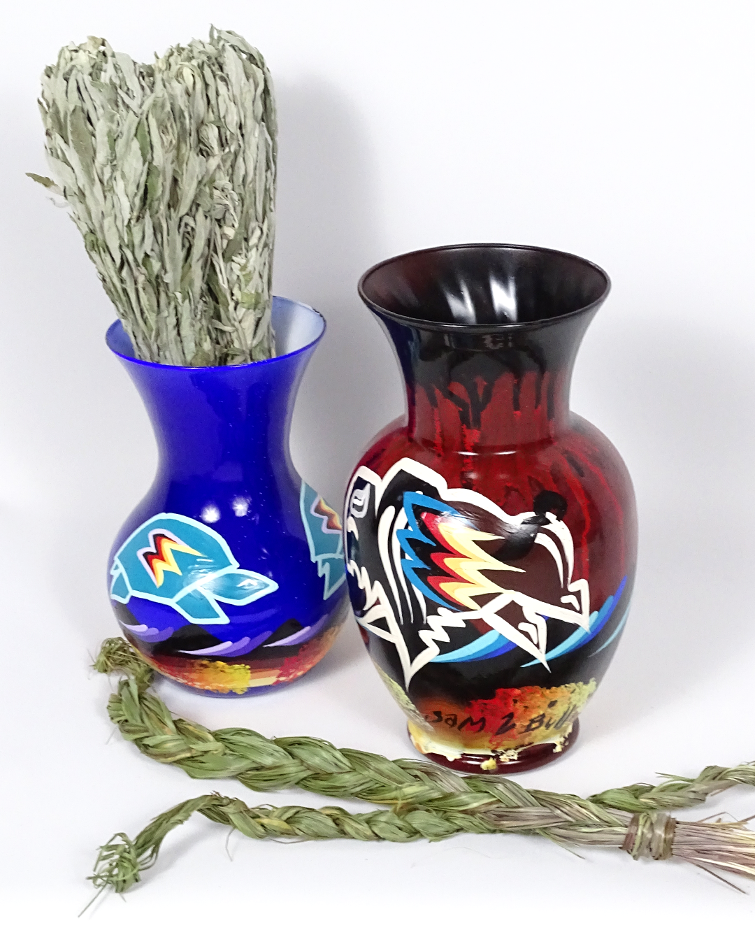 STB Painted Glass Vases