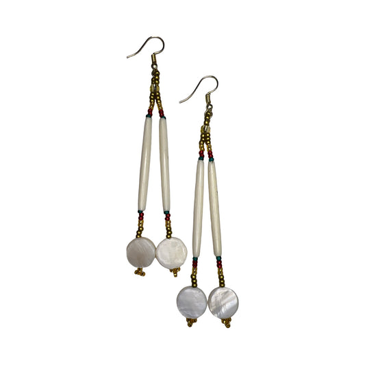CDT Hollow Bone w/ Abalone Earrings