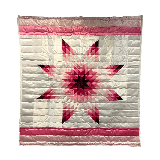 JBE Pink & White Queen Satin Star Quilt