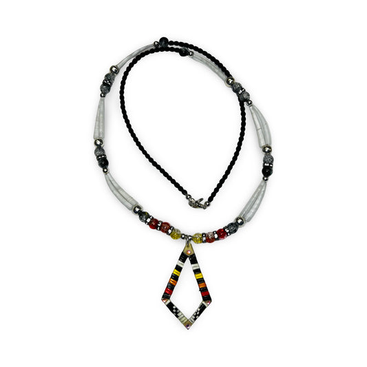 MG Dentalium & Bead Necklace w/ Quill Pendant
