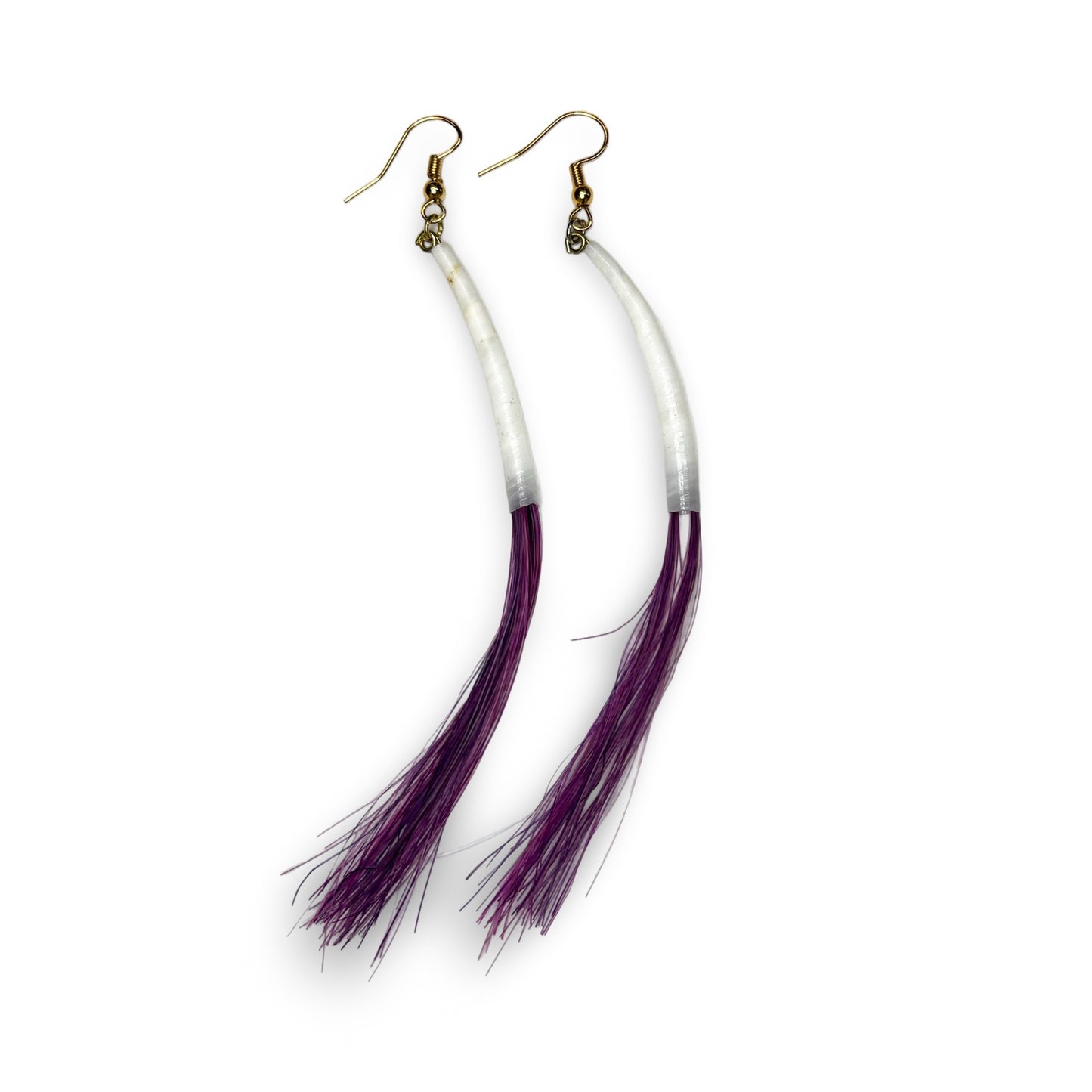 SG 5" Dentalium & Horse Hair Earrings