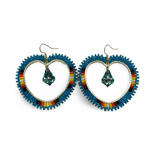 SBE Beaded Heart Hoop Earrings