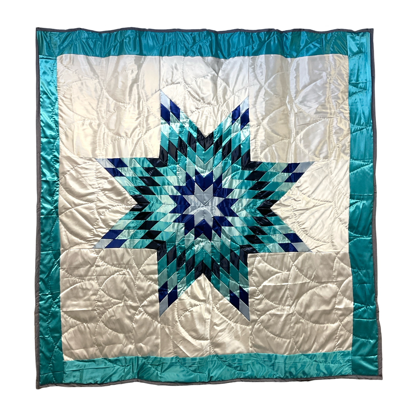 KHP Blue Queen Satin Star Quilt