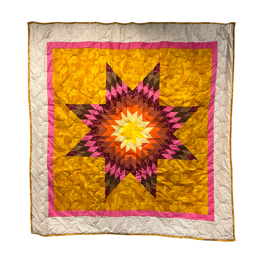 GF Yellow & Pink Queen Star Quilt