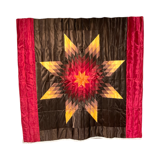 JBE Brown Queen Satin Star Quilt