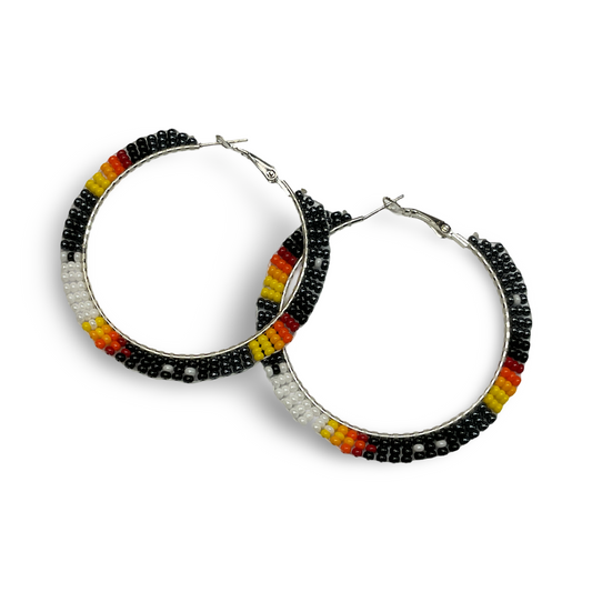 DYH Beaded Four Direction Hoop Earrings