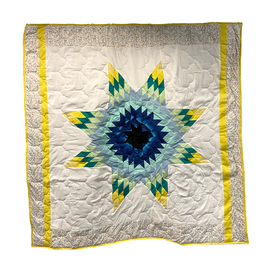 GF Yellow & White Full Star Quilt