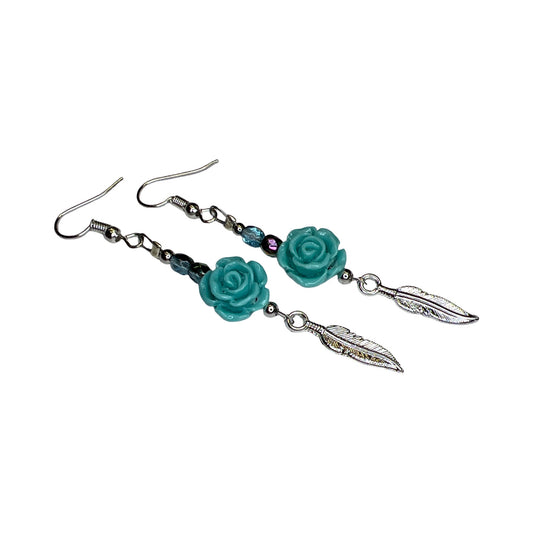 IREH Rose w/Feather Earring