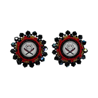 DH Beaded Horror Theme Cab Earrings