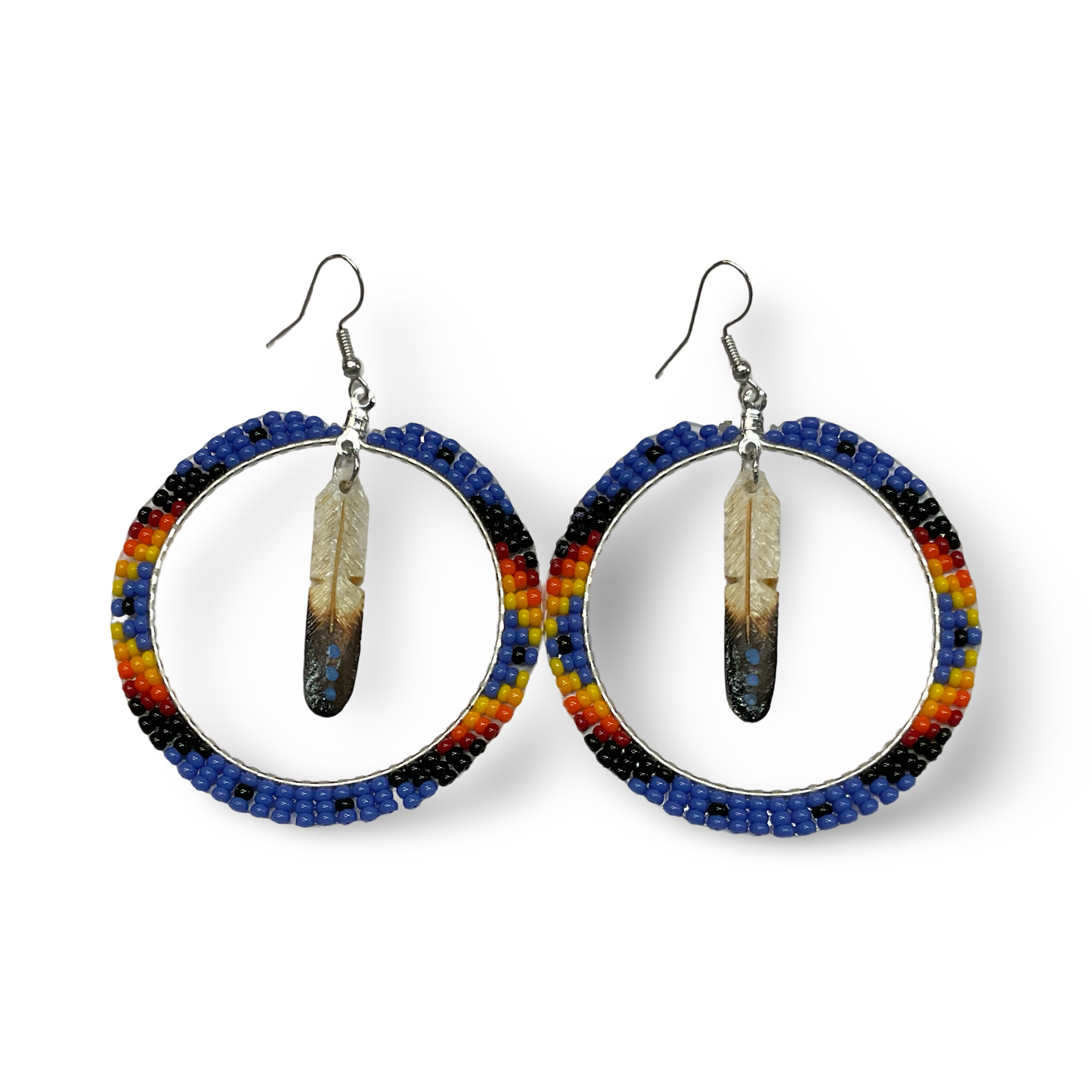 DYH Beaded Hoop/Feather Earrings