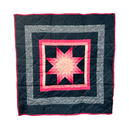 CR Navy/Pink Baby Star Quilt & Bag