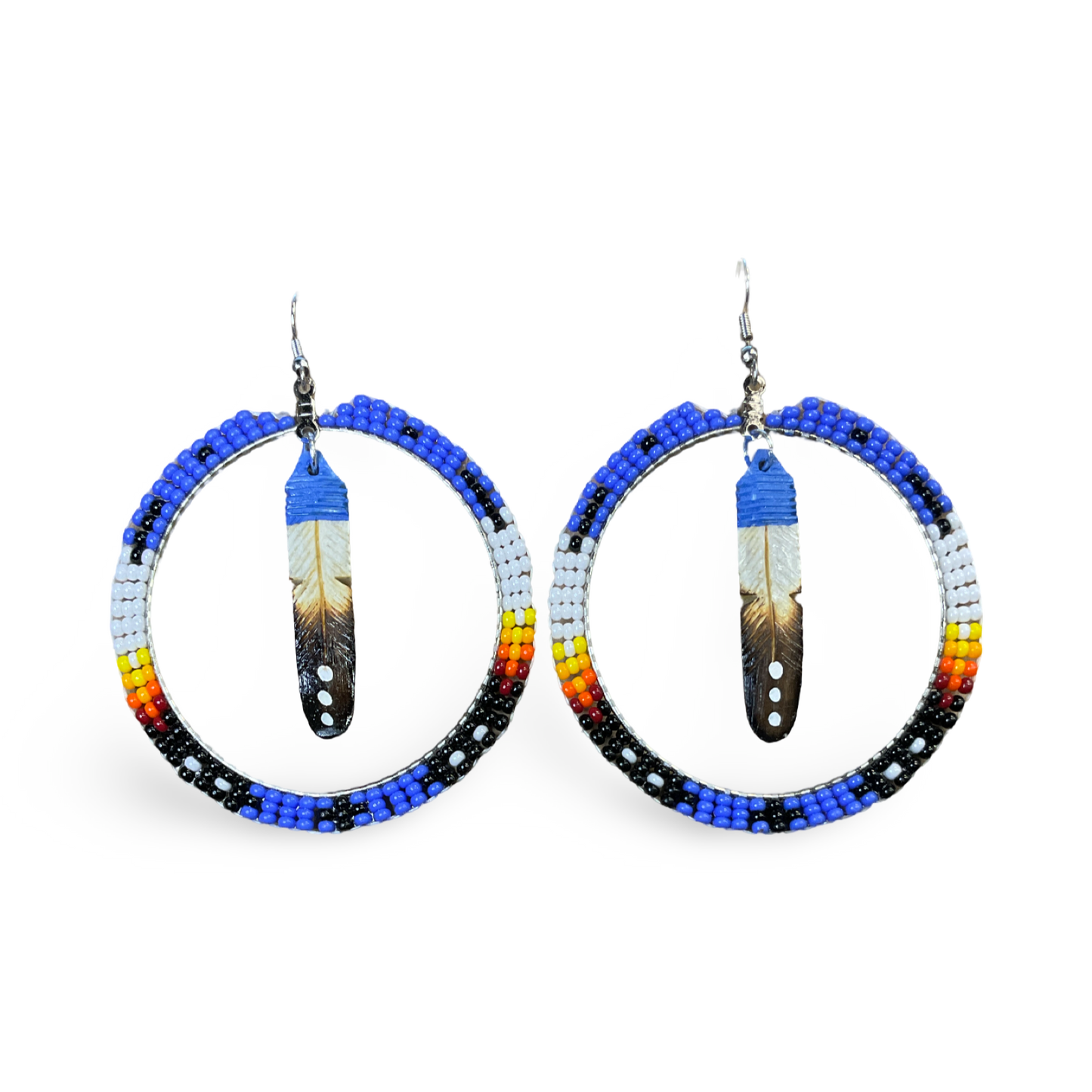 DYH Beaded Hoop/Feather Earrings