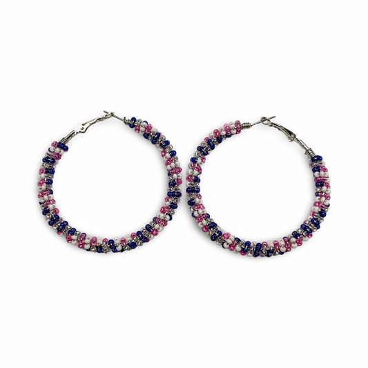 JR Blue and Pink Hoop Earrings