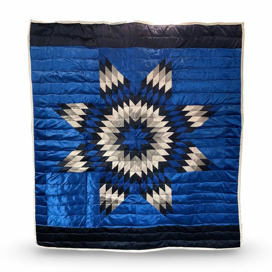 JBE Blue/Black/Grey Satin Star Quilt