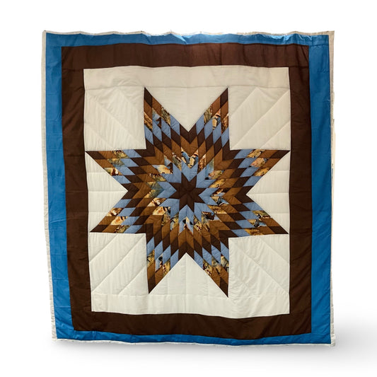 LZ Blue & Brown Queen Star Quilt