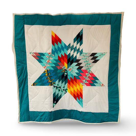 LB Multi Teal Queen Star Quilt