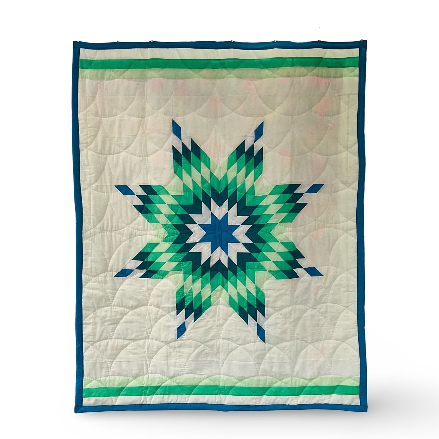 CH Green Blue Crib/Toddler Star Quilt