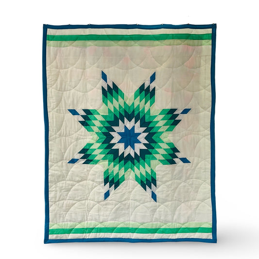 CH Green Blue Crib/Toddler Star Quilt