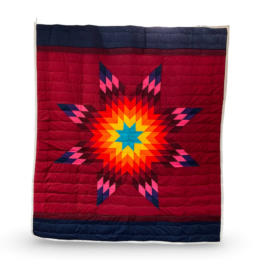 JBE Red/Navy Blue Queen Star Quilt