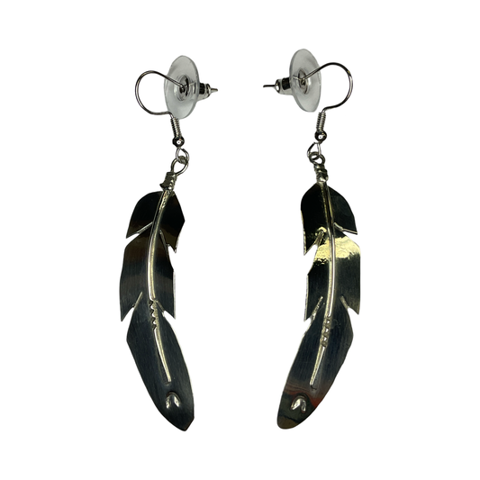 MZ Silver Feather Earrings