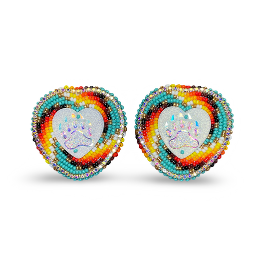 BBB Beaded Turquoise Heart Earrings