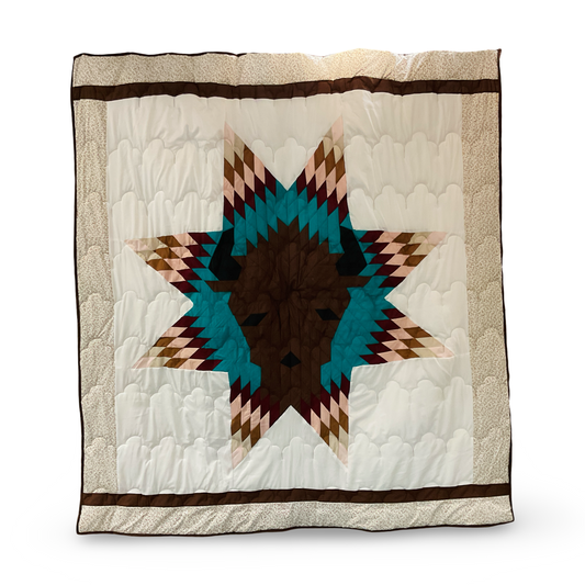 SC Turquoise Horse Queen Cotton Star Quilt