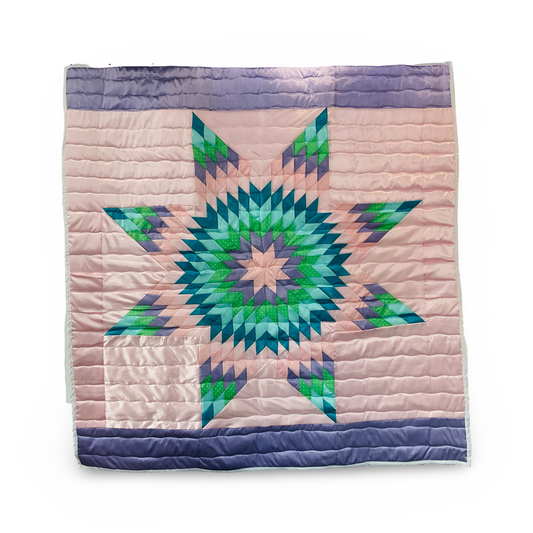JBE Pastel Pink Queen Satin Star Quilt