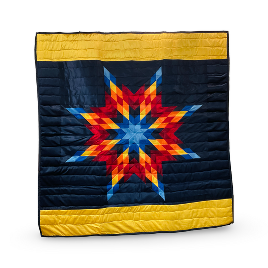 JBE Light Blue & Navy Satin Star Quilt