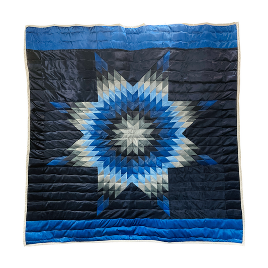 JBE Blue/Grey Queen Satin Star Quilt