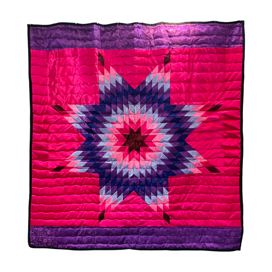 JBE Pink & Purple Queen Satin Star Quilt