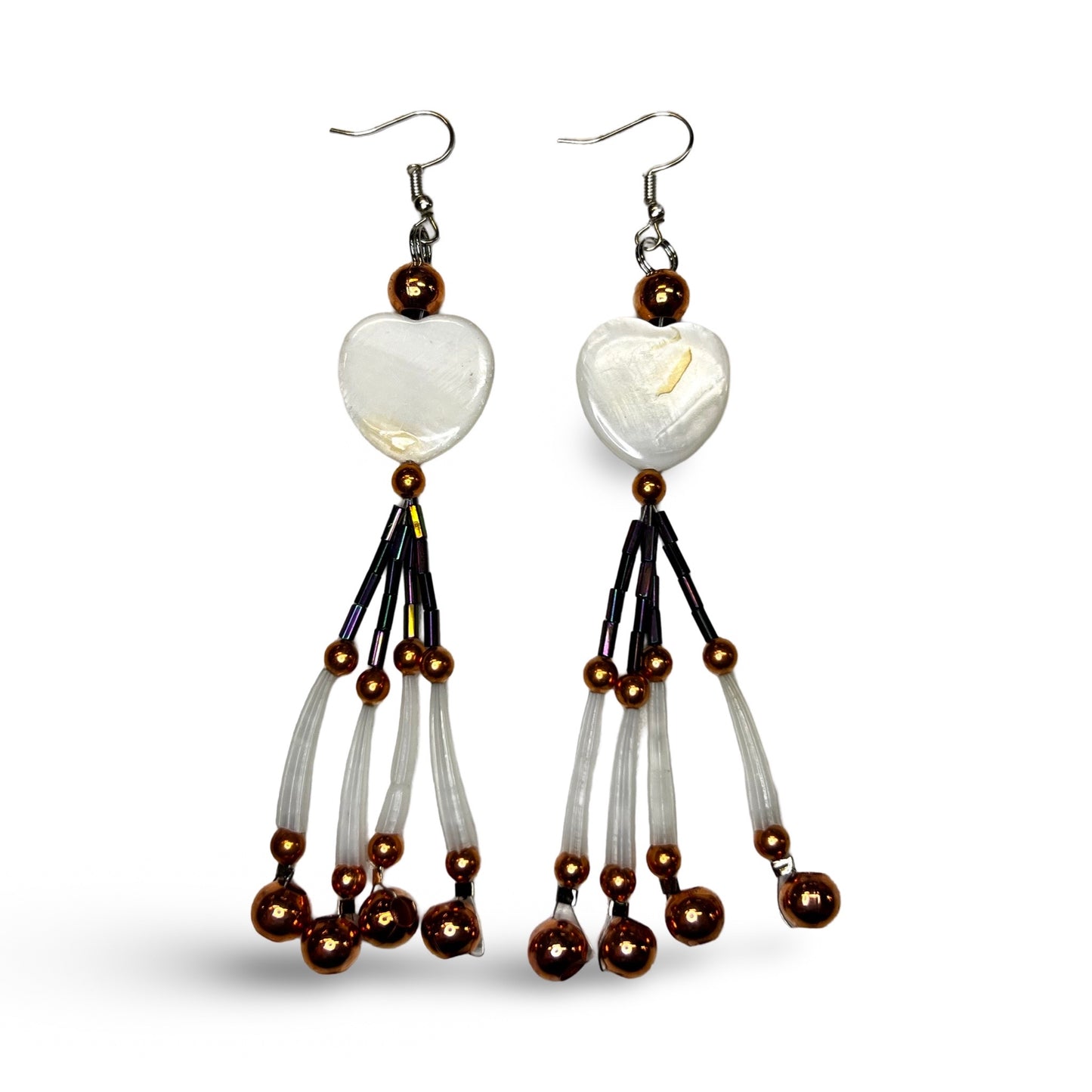 ABE Dentalium & Abalone Heart Earrings